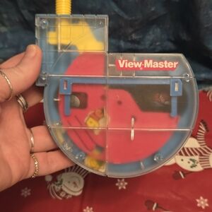 Rare Vintage Pink Blue Yellow View Master 80s 3D Push Button Clear Back Toy USA